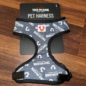 True Religion Large Dog Harness Blue Spell Out Logo NEW